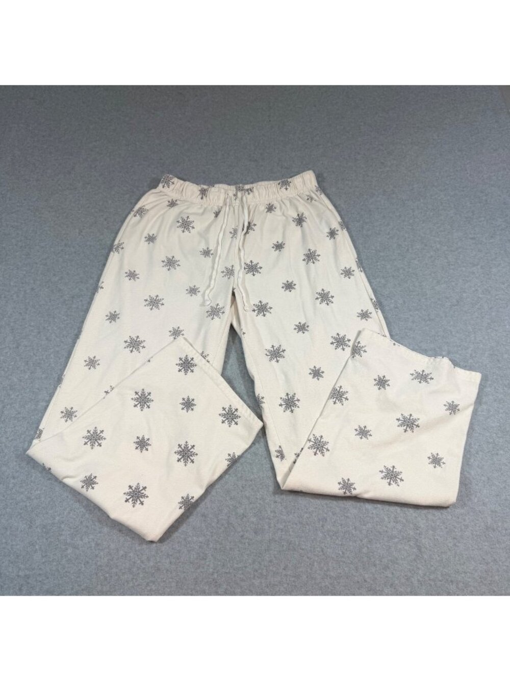Nautica Sleepwear Women’s Medium White Snowflake Print Pajama Lounge Pants Soft